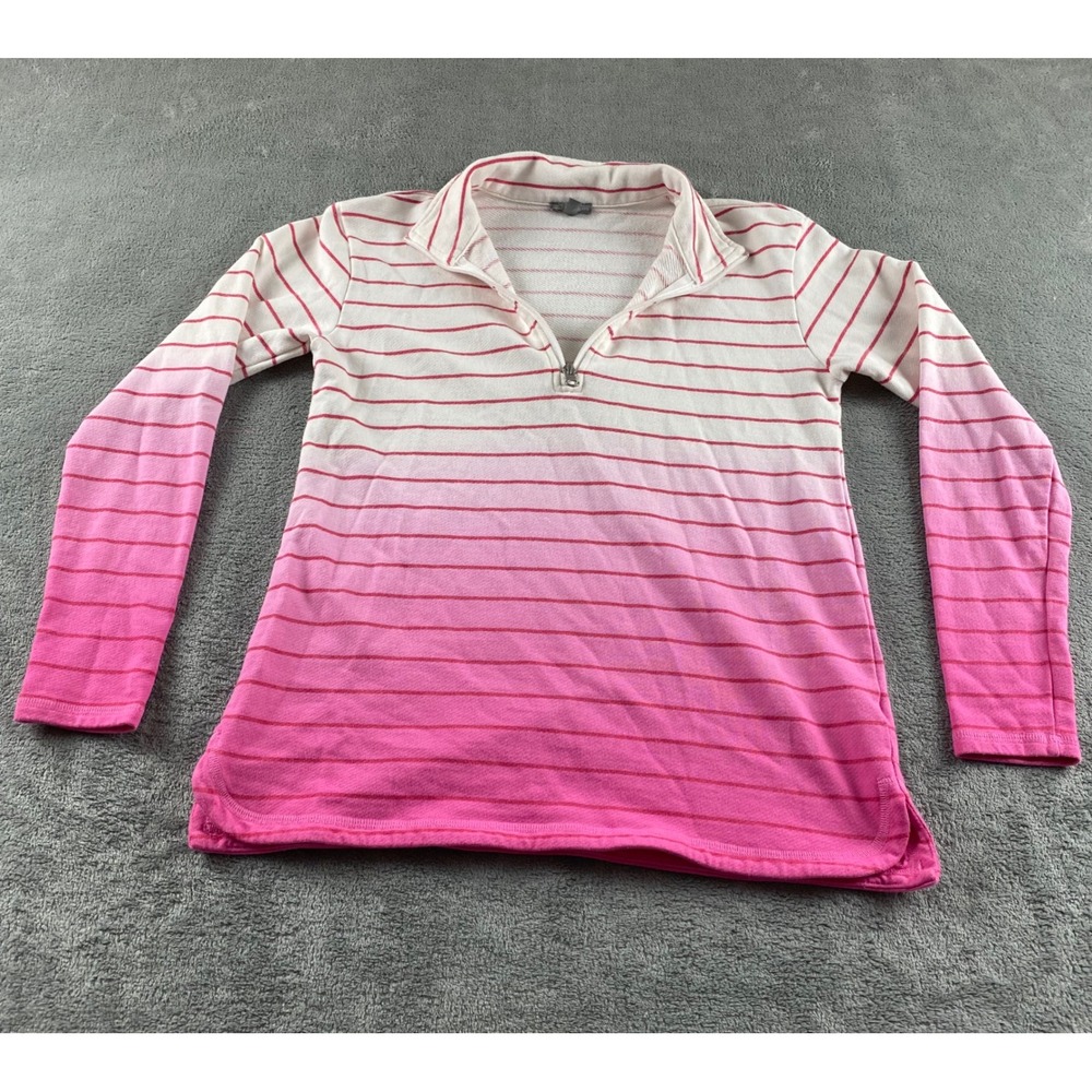 T by Talbots Pink Ombre Striped Quarter Zip‎ Pullover Sweatshirt Womens Petite P
